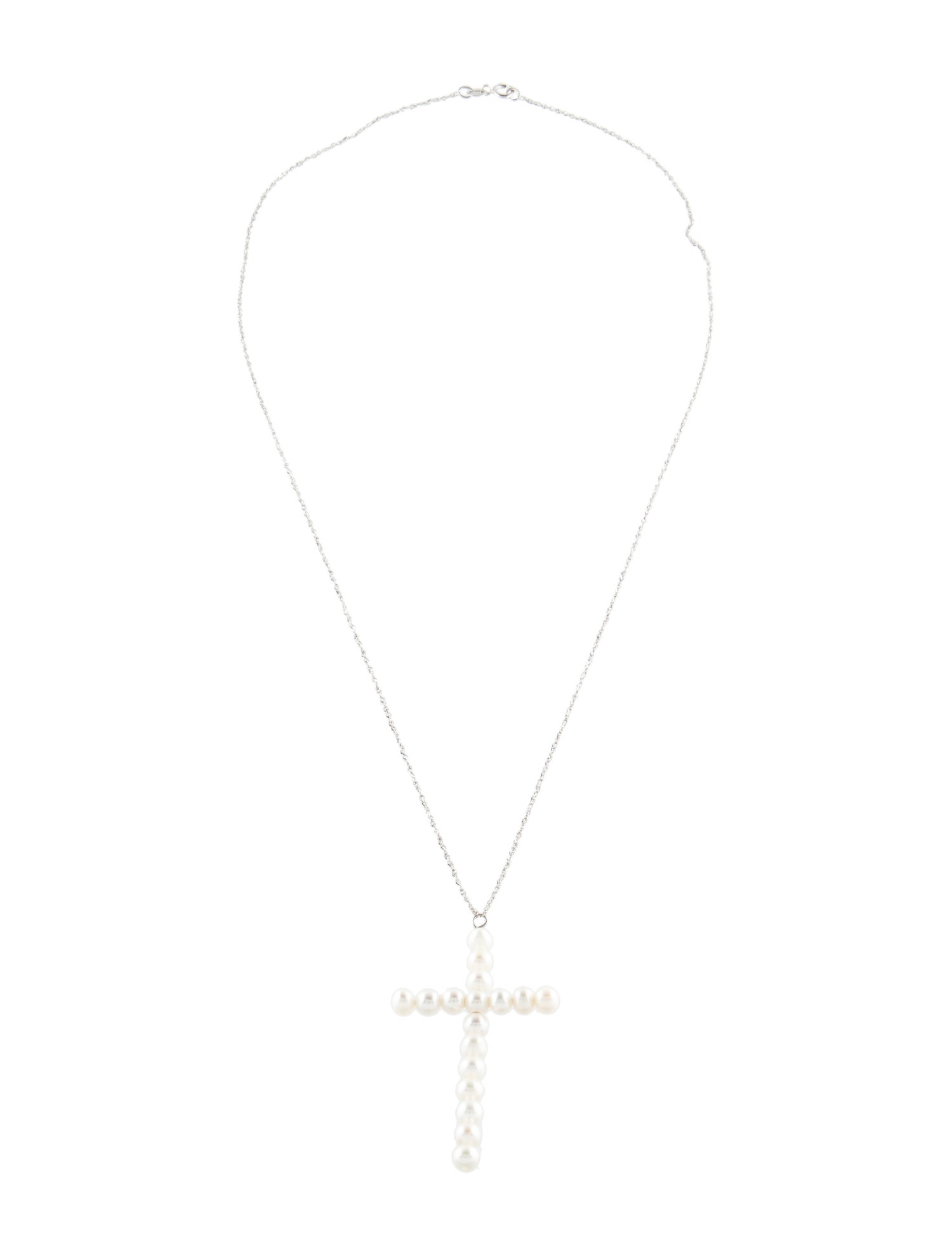 Necklace 14K Pearl Cross Pendant Necklace